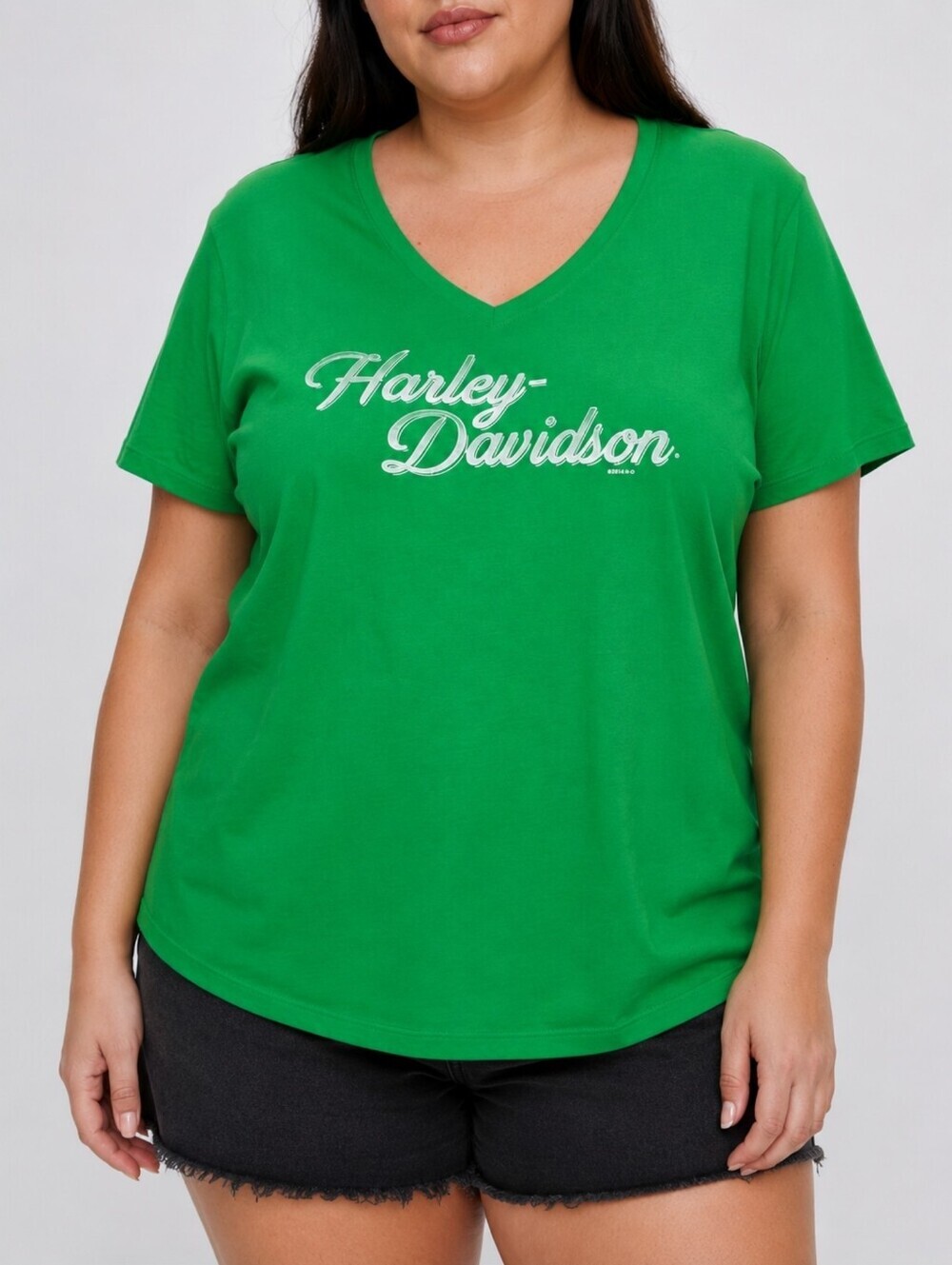 Harley Davidson Raleigh NC Graphic V Neck T Shirt Green 2XL Motorcycle Biker